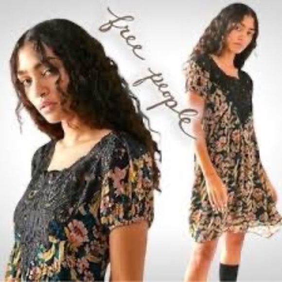 Free People Margot Black Lace Babydoll Dress XS - Picture 3 of 5